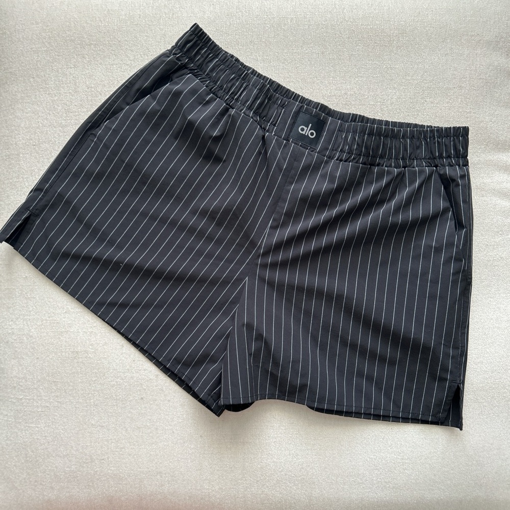 ALO Yoga Black Pinstripe Women's Shorts